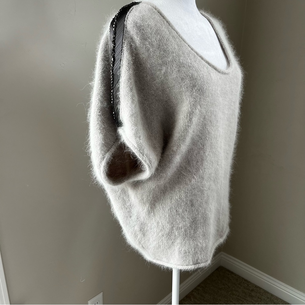 YoYo Yeung angora wool mixed media grey sweater size M